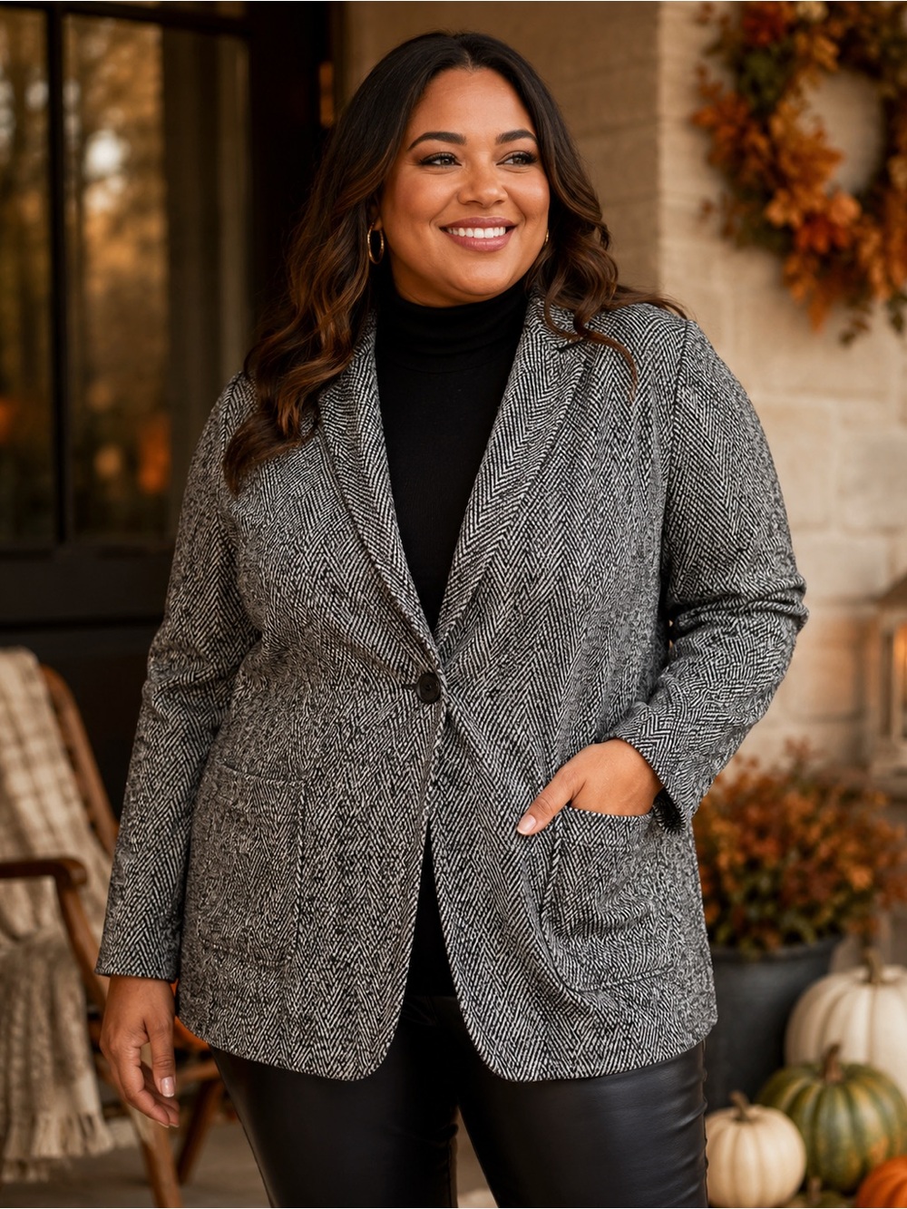 NWT Talbots Herringbone Wool Blend Blazer 20W fall Quiet Luxury Workwear classic